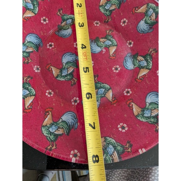Red Rooster Fabric Plate, 8in - Picture 4 of 4